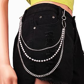 Dây đeo thắt lưng dây đeo cạp quần jeans chuỗi belt xích mix ngọc trai sành điệu
