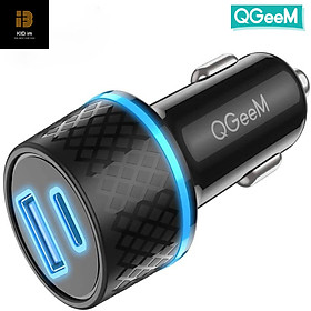 Tẩu sạc điện thoại trên ô tô USB C QGeeM 36W 2 cổng sạc nhanh Power Delivery (PD) & Quick Charge (QC) 3.0 cho iPad Pro 2020, iPhone, MacBook - Hàng Chính Hãng