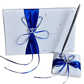Ribbon Bow Wedding Supplies Set Guest Signature Book+pen Holder For Party