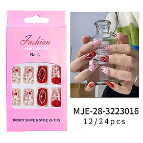 Móng tay giả ngắn hộp Nail Box 24 móng kèm keo