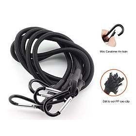 Dây ràng Cao su co giãn, loại móc Carabiner, dây dệt từ chỉ polypropylent và lỏi cao su Grade A, đường kính 8mm, chiều dài 1m, tải trọng 20kg