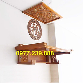 bàn thờ gỗ sồi 107x61cm kèm chắn khói 