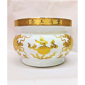 Mua Lư hương sứ trắng rồng vàng