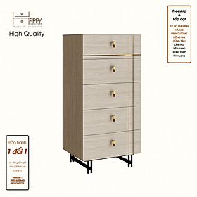 [Happy Home Furniture - 100% GỖ TỰ NHIÊN] JOCASTA, Tủ lưu trữ 5 ngăn kéo - Chân sắt, 56cm x 45cm x 116cm(DxRxC), THK_168