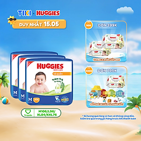 [TẶNG THÊM MIẾNG CHO SIZE L/XL/XXL] Combo 3 gói Tã quần Huggies Skincare Mega Jumbo M106/L96/XL84/XXL76