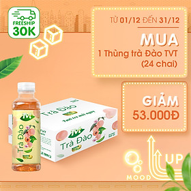 [Thùng 24 chai 450ml] Trà Đào TVT tinh chất trà xanh, trà đen, chống oxy hóa, thanh nhiệt giải phóng độc tố cơ thể