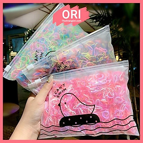 Set 500 Thun cột tóc Size Nhỏ kèm túi zip con Vịt siêu cute dễ thương ORI C003