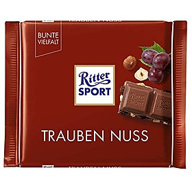 Hình ảnh Combo 6 thanh Chocolate Ritter Sport Trauben Nuss nhân Nho & Hạt dẻ 100gr