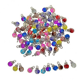 2x 50pcs Small Faceted Crystal Drop Glass Filigree Flower  Dangle Charms Pendant for Necklace, Bracelet, Earrings Making