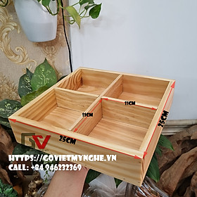 [Khay Bento - 4 ngăn] Khay gỗ trang trí món ăn trang trí trưng bày món lẩu Hotpot - BBQ - Sashimi