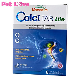 Hộp 6 viên Calci Tab Lite Bổ Sung Canxi Cho Chó Mèo (Vemedim)