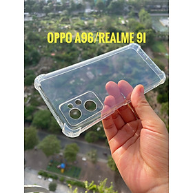 Ốp Lưng cho Realme 9i, Oppo A96 4G Dẻo Trong Suốt Chống Sốc Có Gù Bảo Vệ 4 Gốc