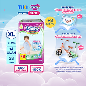 [TẶNG THÊM 8 MIẾNG] Tã quần Bobby Lõi nén thần kỳ 3mm Gạo non XXL56+8