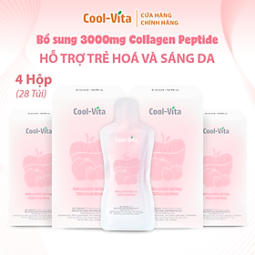 Combo 4 Hộp Nước Uống Collagen Peptide 3000mg Giúp Trẻ Hóa Da, Cải Thiện Sức Khỏe Cho Tóc Móng Coolvita Hộp 7 Túi