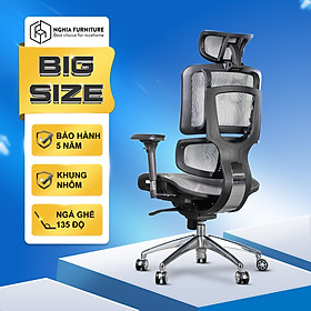Ghế công thái học Nghia furniture LIFE 02 - Ghế văn phòng làm việc hỗ trợ cột sống chuẩn tư thế, big size, siêu chắc chắn