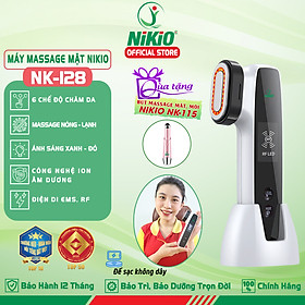 Máy Massage Mặt Và Nâng Cơ Mặt Nikio NK-128 - Công Nghệ Điện Di RF và EMS, Photon Xanh và Đỏ Chườm Nóng Và Lạnh - Hỗ Trợ Đẩy Tinh Chất, Giảm Nếp Nhăn, Tăng Sinh Collagen, Trẻ Hóa Da