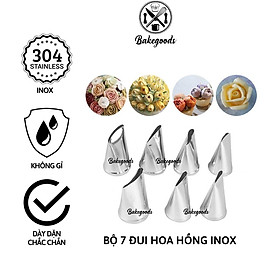 Mua Bộ 7 đui bắt hoa hồng  đuôi bắt hoa trang trí bánh chất liệu inox không gỉ  dày dặn  cứng cáp