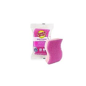Miếng rửa chén có mút không trầy xước hình sóng màu hồng 115x70mm Scotch-Brite 3M, 1 miếng/gói