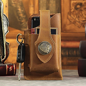 Leather Belt Phone Pouch, Cell Phone Holster, Universal Leather Phone Case with Belt Clip, for Men and Women