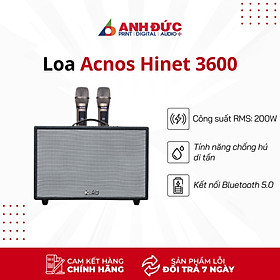 (Mẫu Mới 2024) Loa Karaoke Acnos Hinet 3600 (Kèm 2 Micro UHF) - Hàng Chính Hãng Bảo Hành 12 Tháng