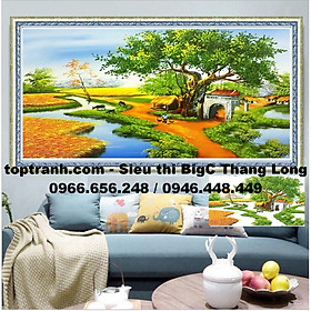 Mua Tranh thêu chữ thập cây đa đầu làng vào mùa gặt LV3048 chưa thêu