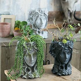 Goddess Head Planter Garden Decor Standing Flower Pot