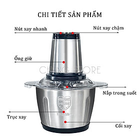 MÁY XAY THỊT ĐA NĂNG INOX 304 LƯỠI THÉP KHÔNG GỈ DUNG TÍCH 2 LÍT CHẤT LƯỢNG CAO (bảo hành 12 tháng)