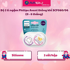 Bộ 2 ti ngậm Philips Avent thông khí SCF080/06 (0 - 6 tháng) - Hàng Chính Hãng