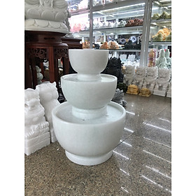 Hình ảnh Thác nước phong thủy luân hồi đá cẩm thạch trắng - Cao 50cm