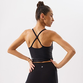 Áo tập Yoga Gym croptop 2 dây đan chéo Hibi Sports Mã CR806 có mút nâng ngực bên trong