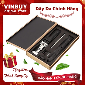 [Da Thật] Dây Đồng Hồ Da Bò Khóa Bướm Chống Gẫy Dây Kèm Hộp Đựng Bằng Gỗ Và Dụng Cụ Thay Dây (Size 18mm, 20mm, 22mm, 24mm) – Chính Hãng VinBuy 