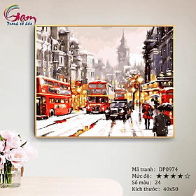 Mua Tranh tô màu theo số sơn dầu số hóa cảnh nước Anh đường phố Luân Đôn mùa đông DP0974