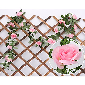 Mua Dây leo hoa hồng giả 16 đầu bông HỒNG LỢT SP081063