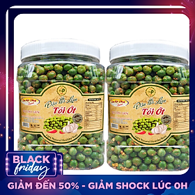 1KG ĐẬU HÀ LAN SẤY GIÒN TỎI ỚT HIỆU TÂN LỘC PHÁT - 2 HŨ