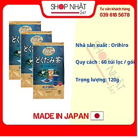 Combo 3 Túi Trà diếp cá mát gan, giải độc Orihiro gói 60 túi Nhật Bản