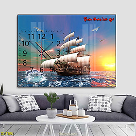 Mua Đồng Hồ Treo Tường Tráng Gương Thuyền Và Biển Đẹp - Tranh Đồng Hồ Trang Trí Phòng Khách  Phòng Ngủ