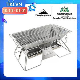 Bếp Nướng Than Ngoài Trời Campingmoon Đồ Cắm Trại Du Lịch Dã Ngoại Bếp Than Xếp Gọn Inox Campout A014