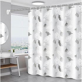 Mua rèm treo nhà tắm lá bắc âu xám kèm móc treo - loại 1m8 x1.8m