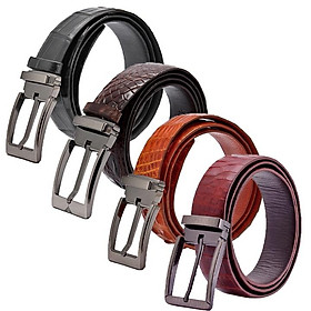 Thắt lưng nam da cá sấu Huy Hoàng đầu kim 3,5P màu đen, nâu đất, vàng bò, nâu đỏ HT4213-14-15-33