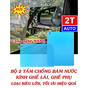 Bộ 2 Miếng tấm phim dán nano chống bám nước mưa kính ghế tài, ghế phụ cho xe hơi ô tô - 130x190mm full:  SKU:171