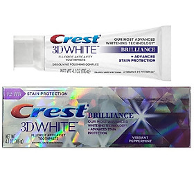 Kem đánh răng Crest 3D White Brilliance Vibrant Peppermint 116g ( tím )
