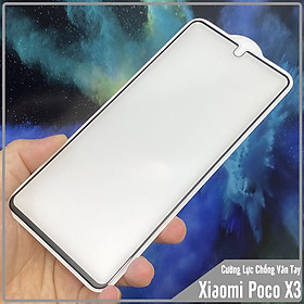 Kính cường lực nhám cho Poco X3 NFC hạn chế vân tay Full viền Đen