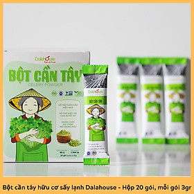 Bột cần tây hữu cơ nguyên chất sấy lạnh Dalahouse - Hộp 20 gói nhỏ 3gr định lượng sẵn cho 1 lần sử dụng - Hỗ trợ giảm cân, cao huyết áp, ngăn chặn gia tăng mỡ trong máu