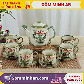 Mua Bộ ấm trà cafe tròn men tro cổ gốm Minh An Bát tràng  dung tích ấm 750ml