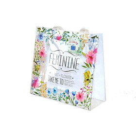 Túi đi biển, du lịch nhựa trong mẫu hoa bền đẹp, dễ thương hàng nội địa Nhật Bản