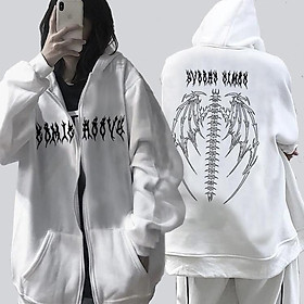 Áo Khoác Hoodie Nữ Nỉ Dây Kéo In Hình Bướm