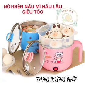 Mua Ca Nấu Mì   Ăn Lẩu   Đun Nước Siêu Tốc 2 Lớp 18 cm - Hàng Loại 1 ( Họa Tiết   màu sắc được giao ngẫu nhiên) -Hàng Chính Hãng