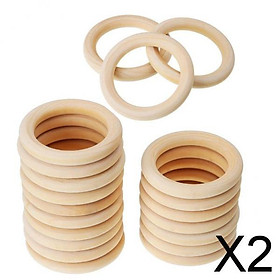 2xHandmade Natural Maple Wooden Teething Rings Wood Baby Teether Rings 45mm