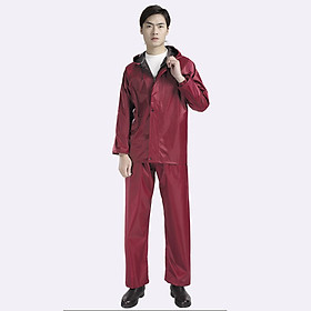Mua Bộ Quần Áo Mưa Vải Dù Đỏ Đô Từ 50-95kg 2 Lớp Khóa Không Thấm Nước Chống Rách