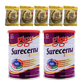 Combo 2 hộp Sữa Bột Gigo Surecerna Diamond 900g – Phục hồi sức khỏe cho người ốm, người sau phẫu thuật – Tặng 05 bánh quy dừa Nhật Bản hiệu Aee